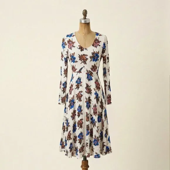 RARE First Kiss Maxi Dress Similar to Free People Floral Midi Dress Small - Picture 6 of 12